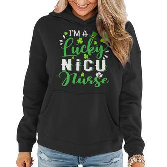 Im A Lucky Nicu Nurse Shamrock Top Hat St Patricks Day Women Hoodie | Mazezy CA