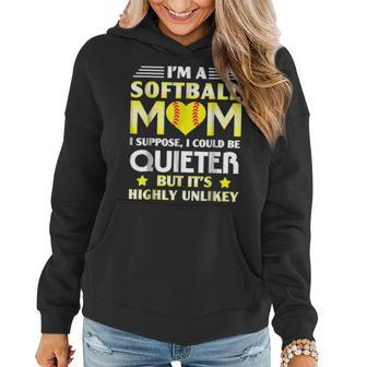 Im A Softball Mom I Could Be Quieter Women Hoodie - Seseable