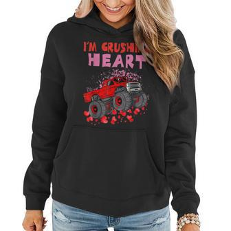 Im Ready To Crush Heart Valentine Monster Truck Heart Love Women Hoodie - Seseable