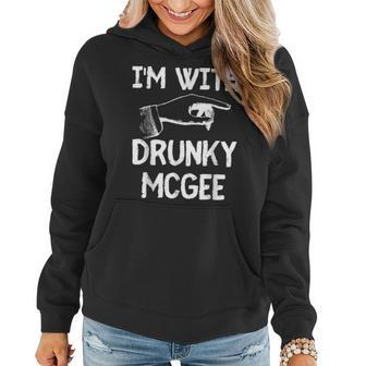Im With Drunky Mcgee Funny Couples St Patricks Day Women Hoodie - Seseable