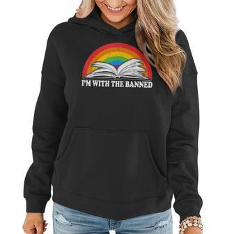 Im With The Banned Books Vintage Rainbow Reading Book Women Hoodie | Mazezy
