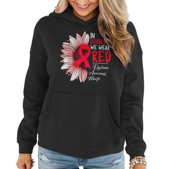 In October We Wear Red Sunflower Dyslexia Awareness Month Women Hoodie Graphic Print Hooded Sweatshirt - Thegiftio UK