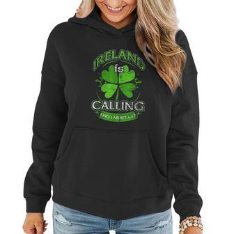 Ireland Is Calling And I Must Go Shamrock Saint Patricks Day Women Hoodie Graphic Print Hooded Sweatshirt - Thegiftio UK