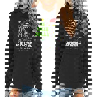 Is This Jolly Enough Black Cat Merry Christmas Tree Lights Women Hoodie - Thegiftio