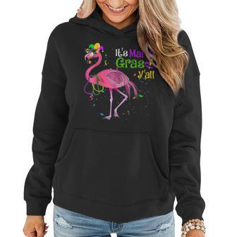 Its Mardi Gras Yall Flamingo Jester Hat Mardi Beads Women Hoodie - Seseable