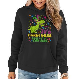 Its Mardi Gras Yall Funny Dinosaur Mardi Grawr Bead Costume Women Hoodie - Seseable