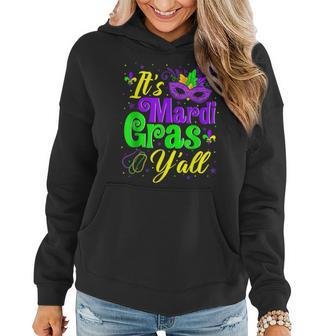 Its Mardi Gras Yall Mask Costume Jester Hat Mardi Beads Women Hoodie - Seseable
