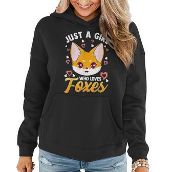 Just A Girl Who Loves Foxes Kids Girls Cute Fox Mom Women Hoodie - Seseable