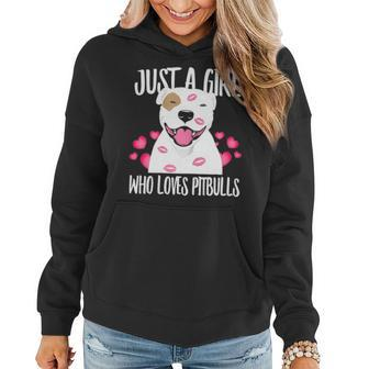 Just A Girl Who Loves Pitbulls Pitty Dog Puppy Dad Mom Women Hoodie - Seseable