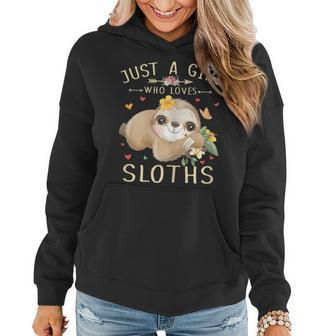 Just A Girl Who Loves Sloths Cute Sloth Lover Girls Kids Women Hoodie | Mazezy