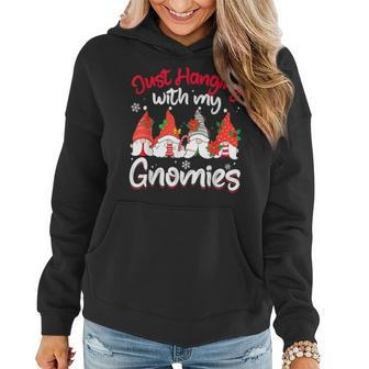 Just Hanging With My Gnomies Pajama Gnome Christmas V2 Women Hoodie Graphic Print Hooded Sweatshirt - Thegiftio UK