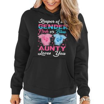 Keeper Of The Gender Aunty Loves You Baby Announcement Women Hoodie | Mazezy