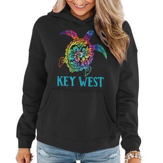 Key West Florida Sea Turtle Hibiscus Tie Dye Summer Women Hoodie | Mazezy