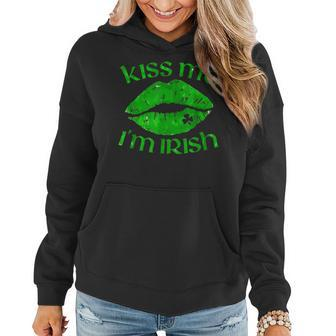 Kiss Me Im Irish Lips Sexy St Patricks Day Women Hoodie - Seseable