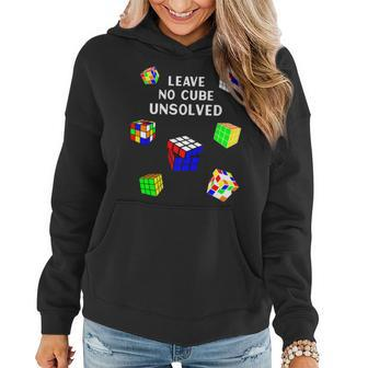 Leave No Cube Unsolved Math Lover Funny Speed Cubing Puzzles Women Hoodie - Seseable