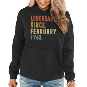 Legendary Since February 1963 60Th Birthday 60 Years Old Women Hoodie - Seseable