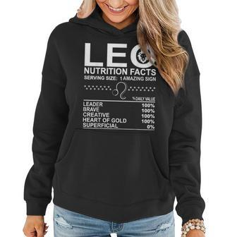 Leo Nutrition Facts July August Birthday Zodiac Sign Mom Dad Women Hoodie Graphic Print Hooded Sweatshirt - Thegiftio UK