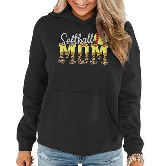 Leopard Baseball Softball Mom Life Game Day Mama Mothers Women Hoodie | Mazezy