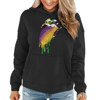 Leopard Lip With Tongue Out Women Love Mardi Gras Parade Women Hoodie | Mazezy