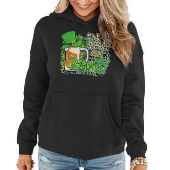 Leopard St Patricks Day Bad And Boozy Beer Drinking Irish Women Hoodie - Seseable