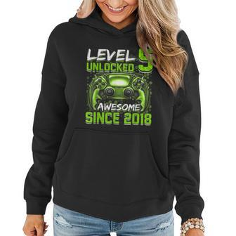 Level 5 Unlocked Awesome Since 2018 5Th Birthday Gaming V3 Women Hoodie - Seseable