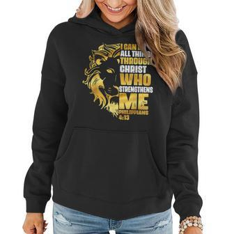 Lion Christian I Can Do-All Things Through Christ Religious Women Hoodie - Seseable