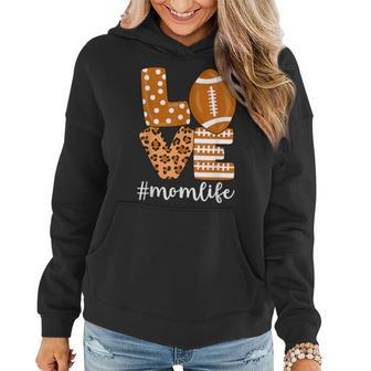 Love Football American Mom Life Player Leopard Mothers Day Women Hoodie | Mazezy