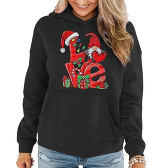 Love Gnomes Christmas Lights Santa Hat Family Xmas Pajamas V3 Women Hoodie Graphic Print Hooded Sweatshirt - Thegiftio UK
