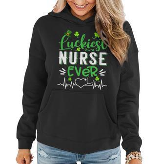 Luckiest Nurse Ever Shamrock Top Hat St Patricks Day Gift Women Hoodie | Mazezy