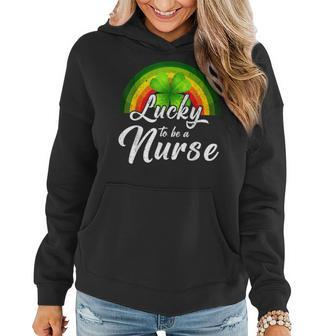 Lucky To Be A Nurse St Patricks Day Rainbow Funny Gifts Women Hoodie - Seseable