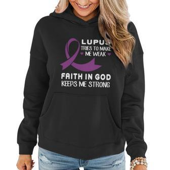 Lupus Tries To Make Me Weak God Keeps Me Strong T-Shirt Women Hoodie Graphic Print Hooded Sweatshirt - Thegiftio UK