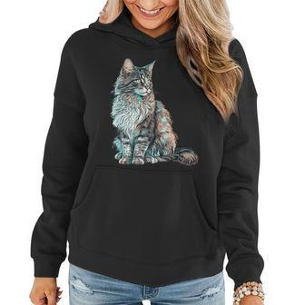 Maine Coon Cat Breed Colorful Mom Lady Women Hoodie | Mazezy