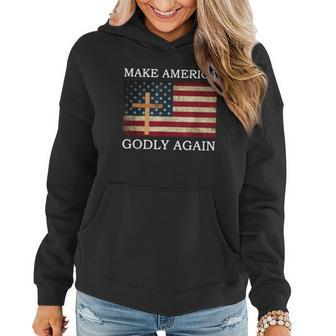 Make America Godly Again American Flag Shirt Women Hoodie Graphic Print Hooded Sweatshirt - Thegiftio UK