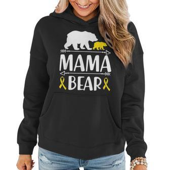 Mama Bear Childhood Cancer Awareness Gift Mom Of A Warrior Women Hoodie - Seseable