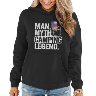 Man Myth Camping Legend Us American Flag Chair Camping Dad Gift Women Hoodie - Monsterry CA