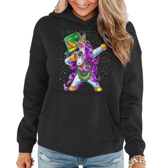 Mardi Gras Dabbing Unicorn Jester Hat Bead Costume Dab Cool Women Hoodie - Seseable