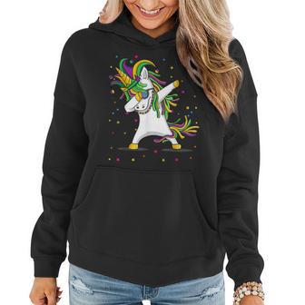 Mardi Gras Flossing Unicorn Jester Hat Unicorn Funny Women Hoodie - Seseable