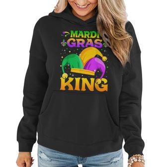 Mardi Gras King Funny Carnival Party Mask Beads Jester Women Hoodie - Seseable