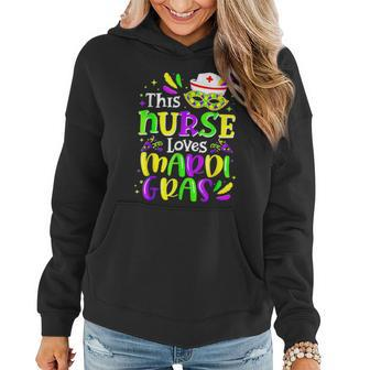 Mardi Gras Nurse This Nurse Loves Mardi Gras Funny Colorful Women Hoodie - Seseable
