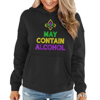 May Contain Alcohol Funny Mardi Gras Carnival Drinking Gifts Women Hoodie - Seseable