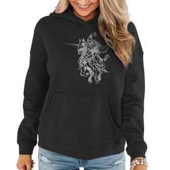 Medieval Knight Armor Riding Horse Jousting Retro Vintage Women Hoodie - Seseable