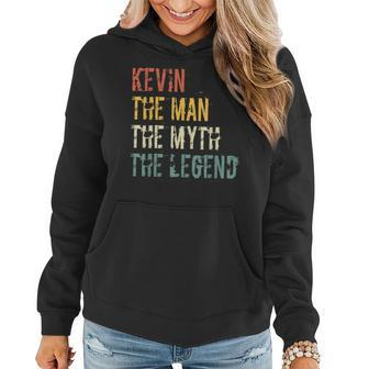 Mens First Name Kevin The Man The Myth The Legend Vintage Retro Women Hoodie Graphic Print Hooded Sweatshirt - Thegiftio UK