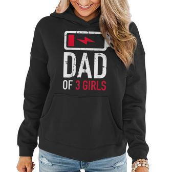 Mens Funny Fathers Day Tired Girl Dad Of Three Girls Low Ba Women Hoodie Graphic Print Hooded Sweatshirt - Thegiftio UK
