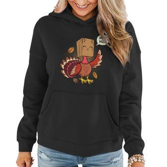Meow Cat Funny Turkey Thanksgiving Holiday Women Hoodie - Monsterry