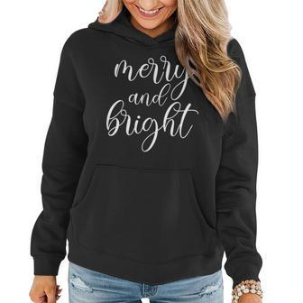 Merry And Bright Christmas Pajamas Outfit Funny Family Xmas Women Hoodie Graphic Print Hooded Sweatshirt - Thegiftio UK