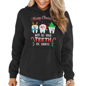 Merry Christmas May All Your Th Be White Funny Xmas Women Hoodie Graphic Print Hooded Sweatshirt - Thegiftio UK