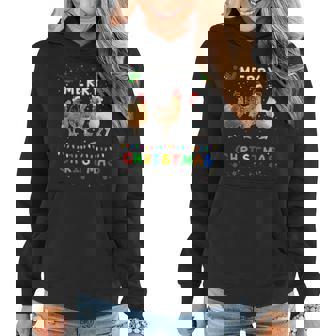 Merry Christmas Three Chickens Lights Funny Women Hoodie - Monsterry