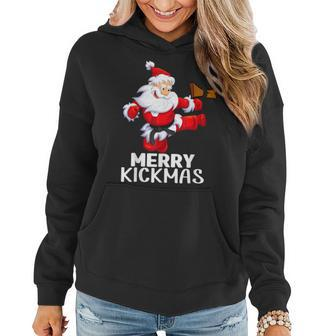 Merry Kickmas Funny Karate Santa Family Matching Pajamas Men Women Hoodie Graphic Print Hooded Sweatshirt - Thegiftio UK