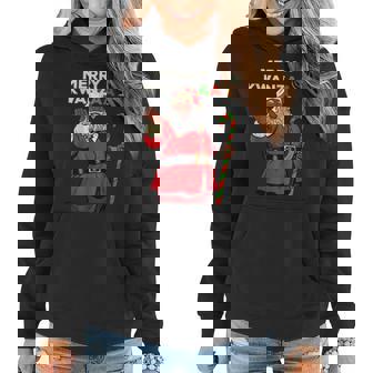 Merry Kwanzaa Santa Black Christmas African American Pride Women Hoodie Graphic Print Hooded Sweatshirt - Thegiftio