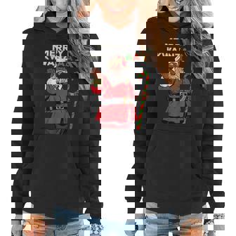 Merry Kwanzaa Santa Black Christmas African American V2 Women Hoodie Graphic Print Hooded Sweatshirt - Thegiftio